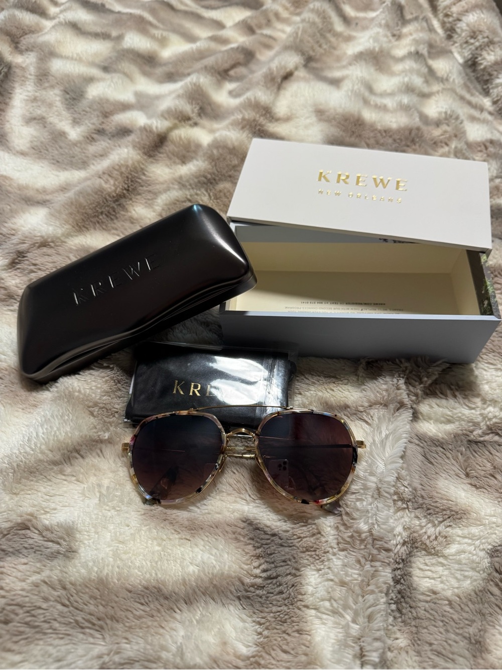 KREWE multi-colored Tortoiseshell Frame Sunglasses with Brown Gradient Lenses